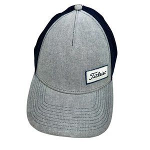 Titleist A-Flex Stretch Fit Golf Hat Logo Patch Stripe Spell Out Gray Mesh M/L